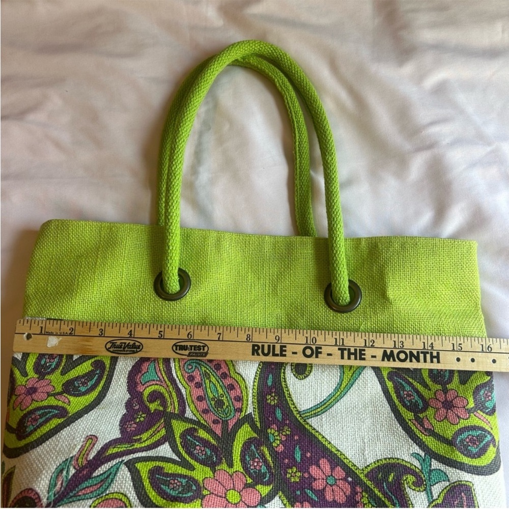 Green Paisley Print Tote Bag – Rope Handle – One Size - Picture 6 of 6